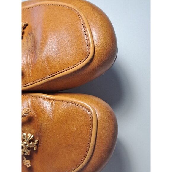 Tory Burch Charm Mules Clogs Womens Tan Leather Slip-On Gold Charm Size 7.5 - Picture 14 of 15
